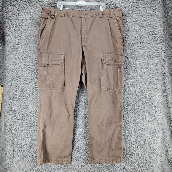 Duluth Pants Mens 48x34 Brown Cotton High Rise Cargo *Read*